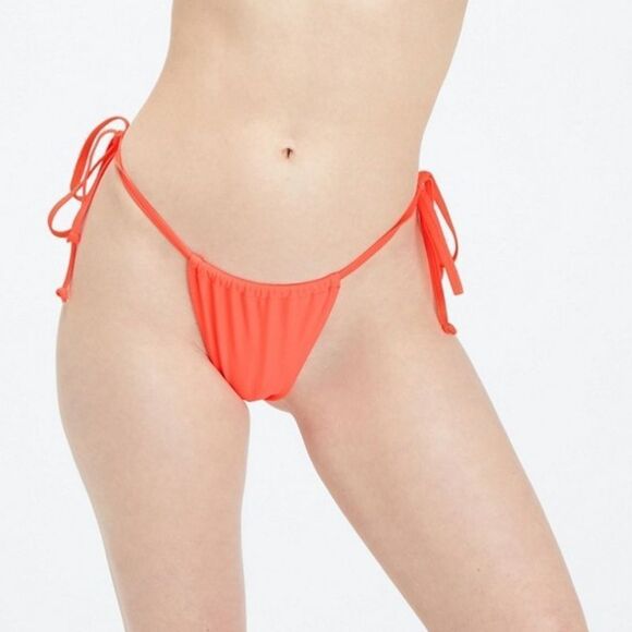Fabletics Other - NEW Fabletics High-Cut Hi-Cut‎ String Bikini Bottom Neon Orange Size XXS 0-2